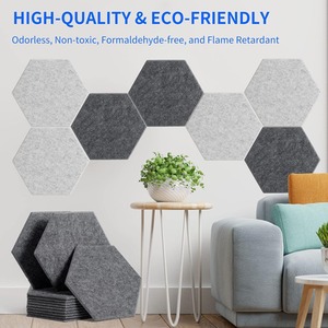 Set Of 12 Hexagon Self Adhesive Acoustic Wall Panels Tiles - Dark Grey by Gr8 Home