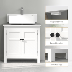 HOMCOM Under Sink Bathroom Cabinet with Adjustable Shelf - White by HOMCOM