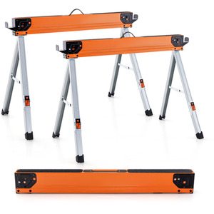 2 Pack Saw Horses Portable Sawhorses - Orange by Costway