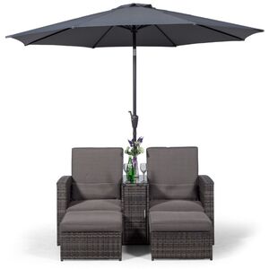 Nevada Double Reclining Rattan Sun Loungers Set - Grey by Giardino