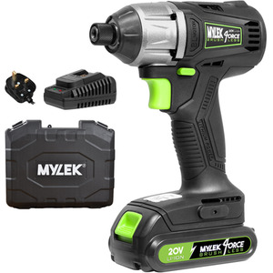 Cordless Li-ion Impact Drill Driver 20V Brushless Hammer Action - Black by Mylek