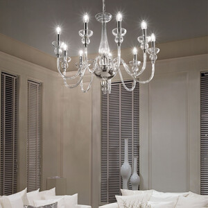 Doge 9 Light Chandelier Clear Glass, E14 - Clear