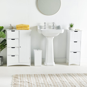 Freestanding 3 Drawer Bathroom Storage Unit - White by VonHaus