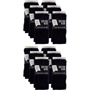 12 Pair Soft Comfy Plain Opaque School Uniform Tights - Black / 3-4 Years by Sock Snob