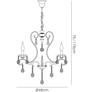 Vela Ceiling Pendant Chandelier 3 Light Polished Chrome, Crystal - Polished Chrome