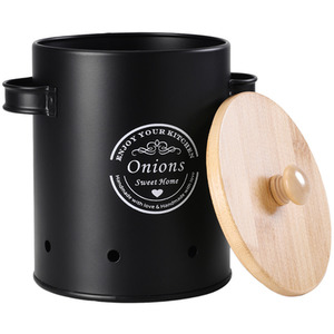 Kitchen Potato Onion Garlic Storage Bin Set with Peeler - Black by Livingandhome