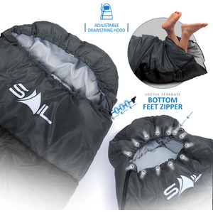 One X' Extra Wide 250GSM Sleeping Bag - Black by SAIL