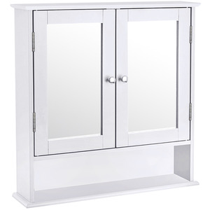 Bathroom Cabinet with Double Mirror Doors Wall Mount Storage - White / 56cm by Livingandhome
