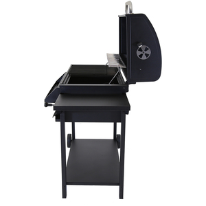 Deluxe Charcoal BBQ Grill with Chrome Steel Warming Rack - Black by Charles Bentley
