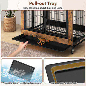 Dog Crate Dog Kennel - Brown by Costway