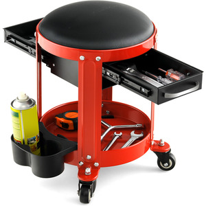Costway Rolling Mechanic Stool Workshop Creeper Seat-Red - Red by Costway