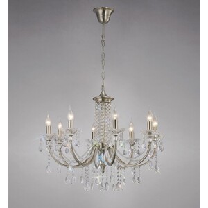 Leana Ceiling Pendant Chandelier 8 Light Satin Nickel, Crystal - Satin Nickel