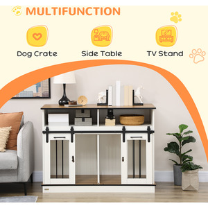 PawHut Dog Crate Furniture with Movable Divider - White by PawHut