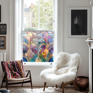 Gradara Art Deco Stained Glass Privacy Window Film - Pink / 75cm by Creative Printing