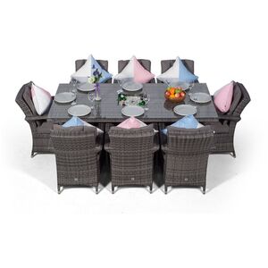 Arizona Square Rattan Patio Dining Set with Ice Bucket Drinks Cooler - Grey / 8 by Giardino