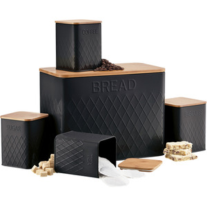 5 Piece Kitchen Set with Bamboo Lids - Black by Cooks Professional