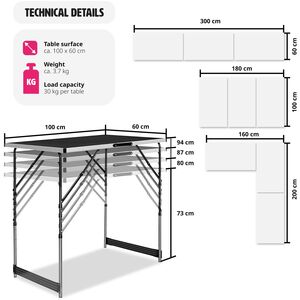 Folding Tables set of 3 - Black by tectake