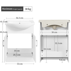 Freestanding Bathroom Vanity with Ceramic Sink - White by Yaheetech