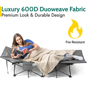 Lightweight Folding Camping Bed with Carry Bag - Grey by Trail