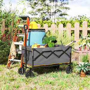 Outsunny 160L Folding Wagon w Adjustable Handle by Outsunny