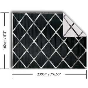 Patterned Outdoor Reversible Garden Rug - Black & White by Relsy