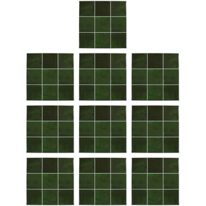 Livingandhome 10-Piece Grid Design Stick-On Wall Tiles - Green by Livingandhome