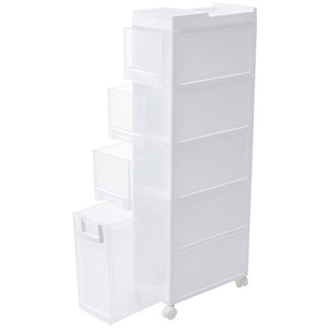 Four-Tier Mobile Plastic Drawer Cabinet - White / 19.5cm by Livingandhome