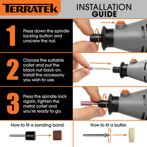 Rotary Tool Kit Variable Speed 135W and 150pc Accessory Set - Grey by Terratek