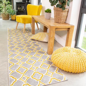 Ochre Grey Super Soft Geometric Area Rug by The Rug House