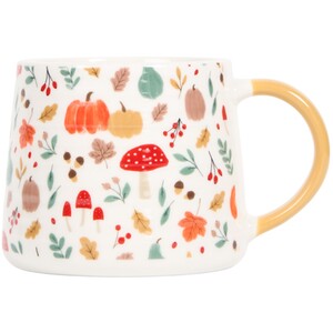 Autumn Design Print Ribbed Mug - White by The Fall Collection