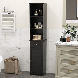 Bathroom Storage Cabinet Tall Organiser - Black by Costway