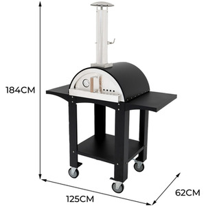 Free Standing Extra Large Pizza Oven with Prep Stations - Black by Fresh Grills