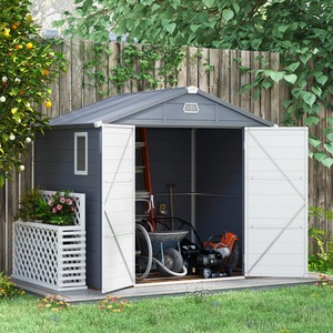 Outsunny Garden Shed with Foundation Kit and Lockable Door - Grey / 240cm by Outsunny