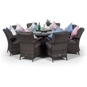 Arizona Round Rattan Patio Dining Set - Grey / 11 by Giardino