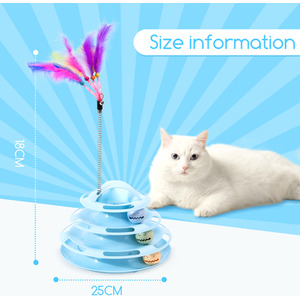 Cat Roller 4 Layered Interactive Indoor Toy with Glow Ball - Blue by Nobleza