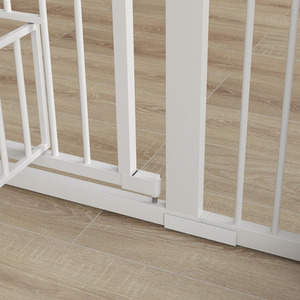 PawHut Stair Gate with Cat Door Adjustable Width 76-104cm - White / 96cm by PawHut