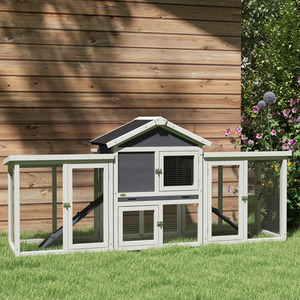 PawHut Wooden Chicken Coop - Grey by PawHut