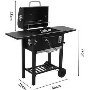 Outdoor Garden BBQ Charcoal Grill - Black / 40cm by Garden Sanctuary