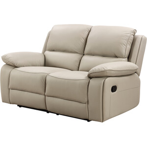 Salerno 2 Seater Leather Manual Recliner Sofa - Light Grey