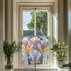 Volano Art Deco Stained Glass Privacy Window Film by Creative Printing