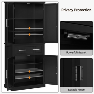 Freestanding Storage Cabinet for Kitchen - Black by Yaheetech
