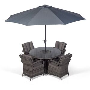 Arizona Round Rattan Patio Dining Set with Ice Bucket Drinks Cooler - Grey / 4 by Giardino