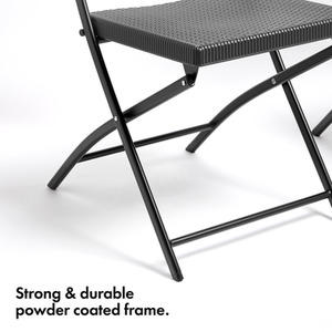 Set of 2 Rattan Effect Folding Garden Chairs - Grey by VonHaus