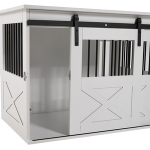 Wooden Dog Crate with Lockable Sliding Door - White by Livingandhome