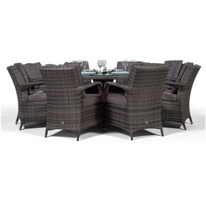 Arizona Round Rattan Patio Dining Set with Ice Bucket Drinks Cooler - Grey / 8 by Giardino