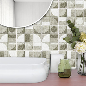 Livingandhome Set of 10 Retro Geometric Wall Tile Stickers by Livingandhome