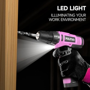 12V Cordless Drill Rechargeable Electric Driver Kit - Pink