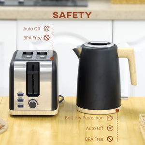 HOMCOM 1.7L Fast Boil Kettle and 2 Slice Toaster Set Sleek and Modern Design - Black by HOMCOM