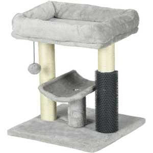 PawHut Cat Tree with Scratching Posts Bed Perch Self Groomer Toy - Grey by PawHut