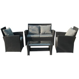 Rattan Garden Furniture Outdoor Set - Black by BIRCHTREE